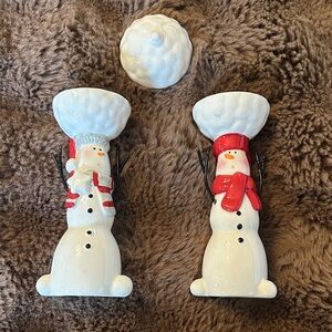 Festive Snowman Candle Holders - Red and White